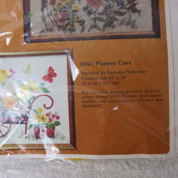 The Creative Circle 0321 Flower Cart Embroidery Kit 12" X 16" New Deadstock - Picture 5 of 10